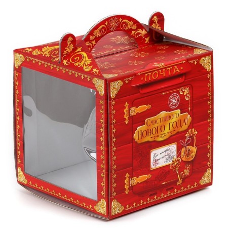 Confectionery box with a window, a chest, New Year's Post, 20 x 20 x 20 cm,-2