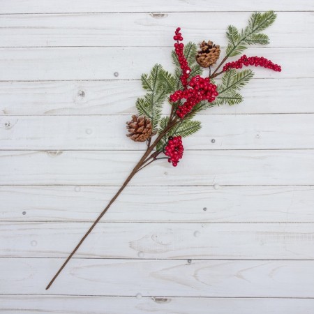 Decor "Winter Dreams" a twig with cones and berries, 50 cm-1