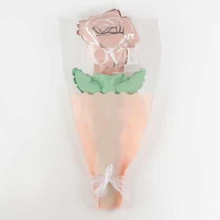 Foil ball 12 “Pink rose on a stick”, mini bouquet-1