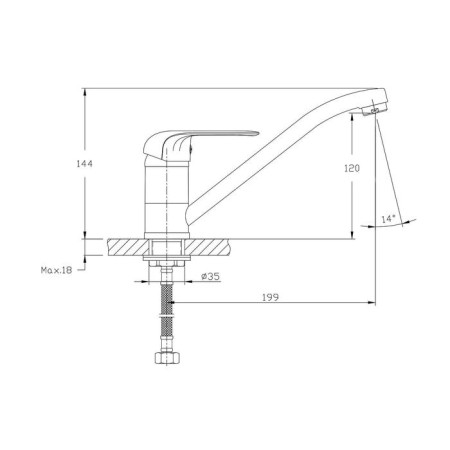 Kitchen mixer Rush Fiji Fi1835-27, single-leaf, chrome-1