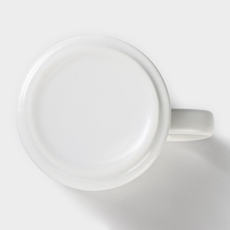 Ceramic mug with a spoon "White Marble", 350 ml, white color-6