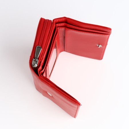 Women's wallet on the button, red color-4