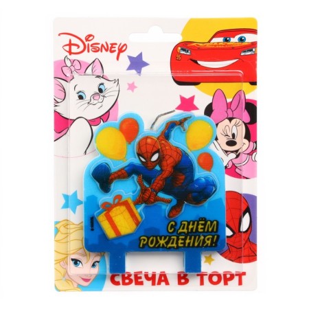 Candle in the cake "Happy Birthday!", 3-D Print, Spider-Man, 8 × 8 cm-3