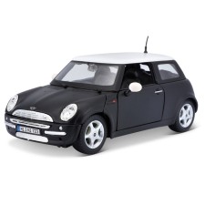 MASTO DIE-CAST Mini Cooper, opening doors, 1:24, black color with a white roof