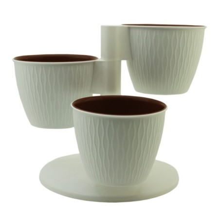Set of Live-In-Green “Pyramid”, with tabs, on delivery, 3 pots, d = 27 cm, 0.8 l, white color