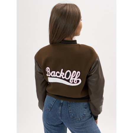 Leather bomber female color khaki, size 48-9