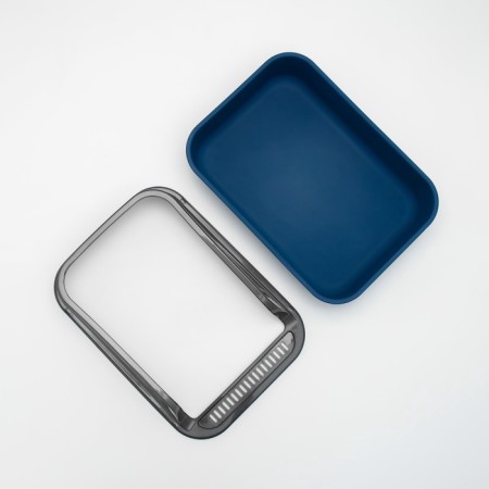 Toilet with transparent sides with a scoop and filter, 40 x 28 x 16 cm, blue-8