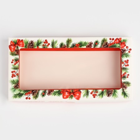 Box for chocolate "New Year's botanist", with a window, 9.4 x 1.7 x 18.4 cm, New Year-3