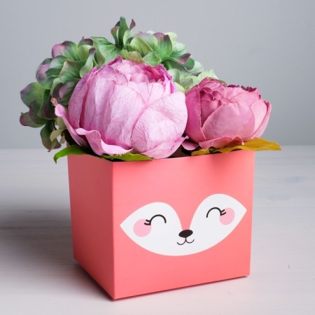 Box for flowers with the topper "Fox", 11 x 12 x 10 cm-2