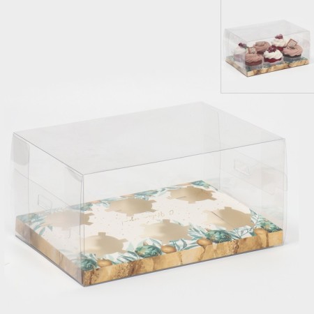 Box for Capcake "Marble", 23 x 16 x 11.5 cm, New Year-1