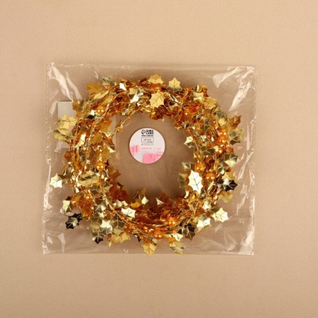Leaves on a metal wire, with beads, 21 × 18 mm, 5 m, gold color-4
