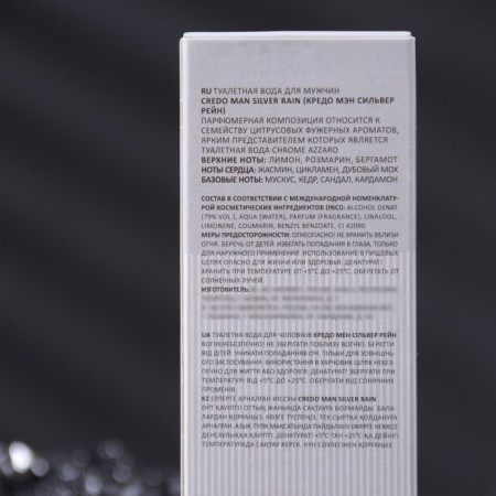 Men's toilet water Credo Man Silver Rain, 100 ml (based on AZZARO ChROME (AZZARO)-2