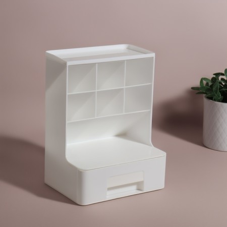 Organizer for storage, 6 sections, 1 box, 24 × 14 × 18 cm, white color-3