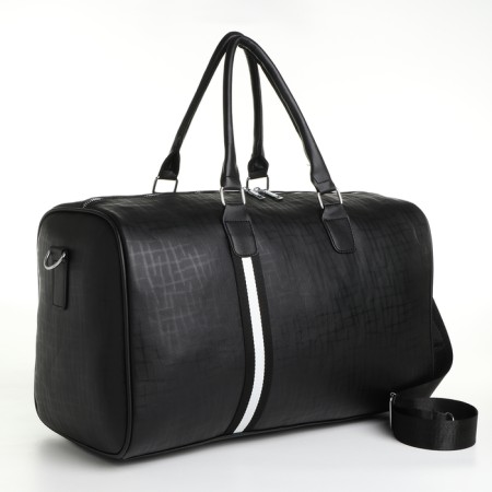 Road bag with a zipper, a suitcase holder, a long belt, black color