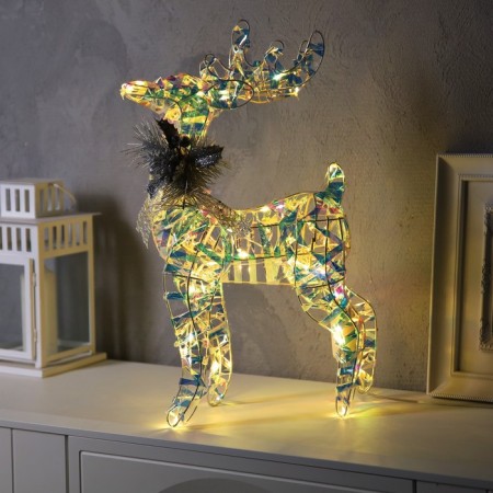 LED figure "Deer", 30 × 52 × 14 cm, textiles, metal, 220 V, glow warm white