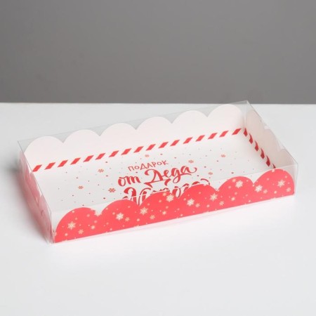 Box for confectionery with PVC lid "Gift from Santa Claus", 10.5 x 21 x 3 cm, New Year-1