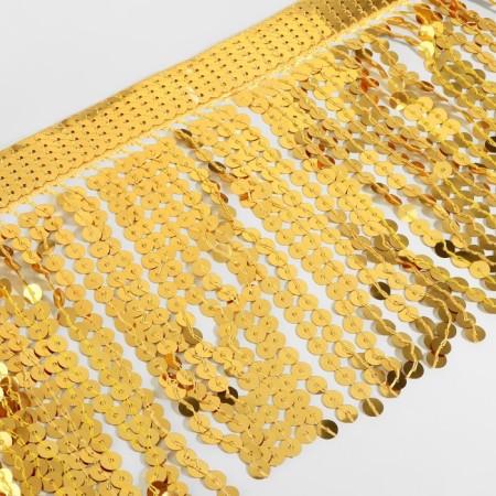 Braid with sequins "fringe", d = 6 mm, 16 cm, 4.5 ± 0.5 m, gold color