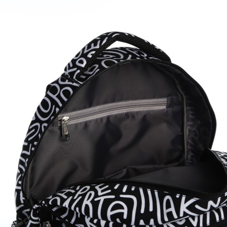 Backpack from textiles on lightning, Erich Krause, 1 pocket, black/white color-5