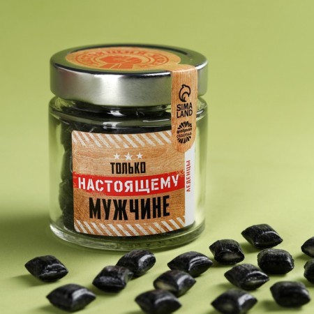 Lollows in a glass jar, "Real Man", 130 g.