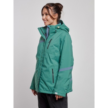 Ski jacket female winter, size 52, green color-1