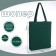Shoper bag without fastening, from textiles, green color