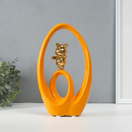Souvenir Ceramics "Bear - Dreams in reality" orange with gold 6x15.5x27 cm