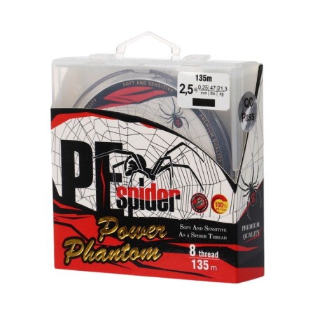Power Phantom 8x, PE Spider, 135 m, dark gray No. 2.5, diameter 0.25 mm, test 21.3 kg-1