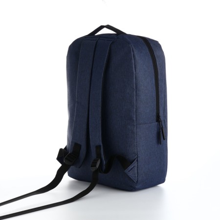 Youth backpack from textiles, external pocket, blue color-3