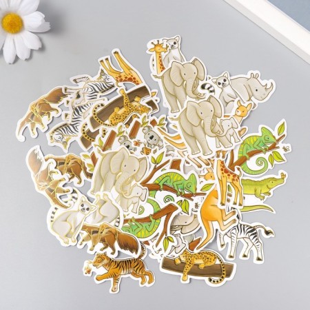 Stickers for creativity "Wild animals" embossing gold set 48 pcs 9x7x0.8 cm-2
