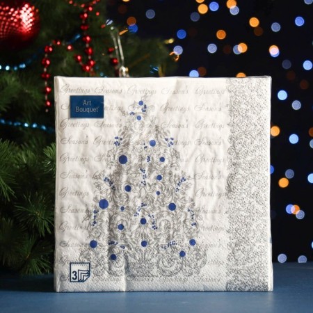 Paper Napkins "Art Bouquet" silver spruce, 3 layers, 33x33, 20 sheets