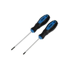 Set of screwdrivers of tundra, satin, magnet, 2k handles, PH0 and SL3 x 75 mm, 2 pcs.