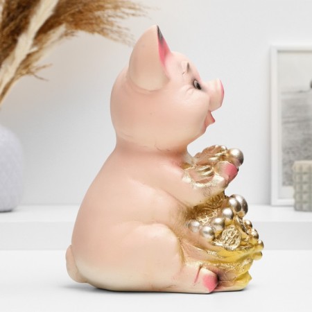 Piggy bank "Large piglet with a bag" 17x14x24cm mix-3