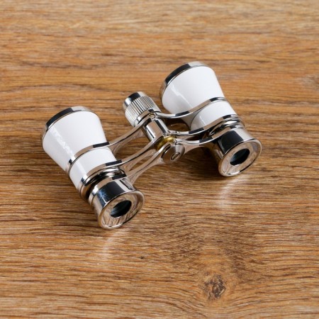 Binoculars 3x25, theater, white, with chrome decoration, 6.5x10 cm-3