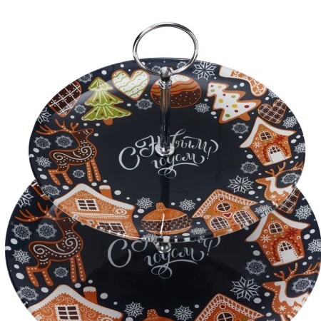 Glass 2-tier shade “Gingerbread house”, D = 25/20 cm-1