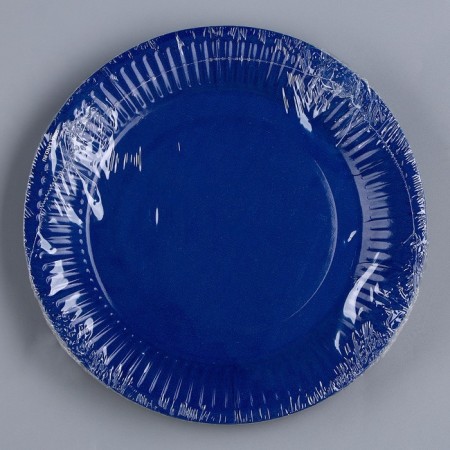 Disposable dishes: paper plate "blue", plain, 18 cm-5
