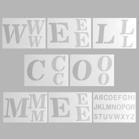 Stencil plastic "Welcome. Alphabet" set of 8 pcs 17.8x20.3 cm