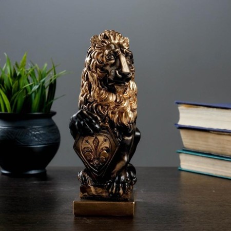Figure "Leo with a shield" bronze 10x7x21cm-3