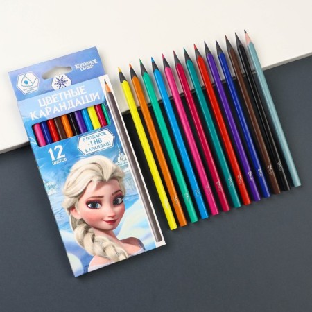 Colored pencils, 12 colors, trihedral, cold heart-1
