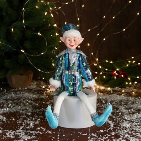 New Year's jester "in a brilliant suit" 40 cm, blue
