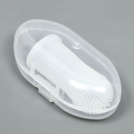 Brush for brushing animal teeth, 5.5 x 2.5 cm, white, container 7 x 4 cm-2