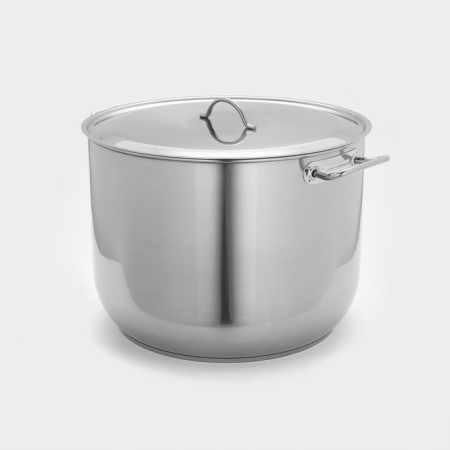 The pan is whole, 50 l, d = 45 cm, the capsule bottom, with a heat distribution layer, a metal cover