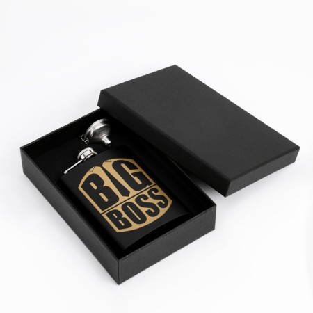 Big Boss alcohol flask, stainless steel, gift, 240 ml, with a funnel-1