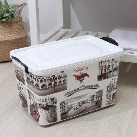 Storage container with a Venice lid, 35 l, 50.5 × 31 × 30 cm, on wheels, white color-8