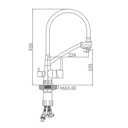 Accoona A5179TT-13 kitchen mixer, single-legged, flexible spout, flowing to drinking, gray-7