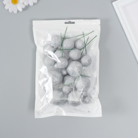 Decor for creativity "Balls Silver Brill" d = 2; 3; 3.5 and 4 cm set 20 pcs-5