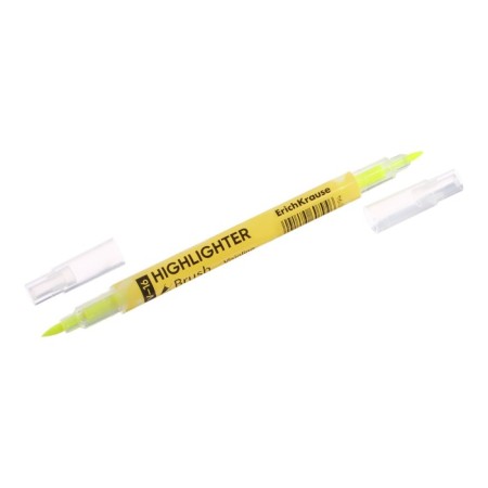Textbook marker 0.5-3.5 mm Erichkrause Visiooline V-16 Brush Neon, bilateral, yellow neon, water-based ink-3