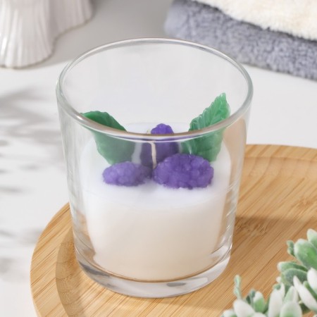 Candle in a glass "Blackberry", with decor