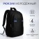 Youth backpack from textiles, 2 parts with lightning, 4 pockets, black/blue color