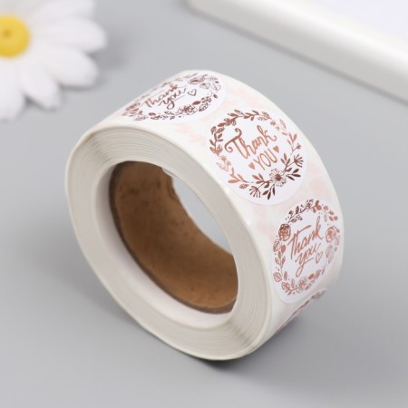 Stick Paper "Golden Flowers. Thank you" d = 2.5 cm 500 pcs in roll-1
