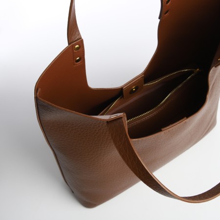 Women's bag-bag on a magnet, cosmetic bag, brown color-5